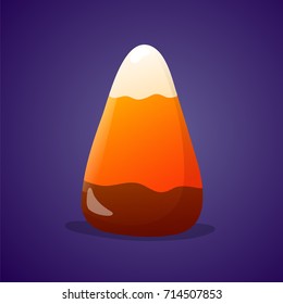Halloween chocolate candy corn on purple background