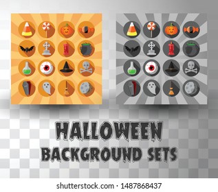 Halloween circle flat icons set with different background