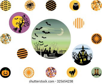 Halloween Circle Frames These Halloween theme round frames are at useful sizes for holiday projects. Spooky scenes, Halloween icons, orange and black patterns.
