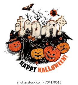  Halloween Circle Illustration