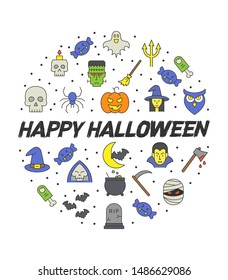 Halloween circle infographics, vector poster, vector illustration.
