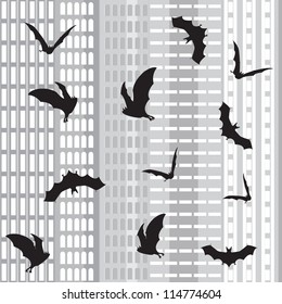 Halloween In The City. Vector seamless background