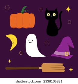 Halloween clip art cartoon with graphic element for illustration, poster, festival, banner 