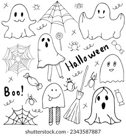 Halloween clip art set in doodle style.