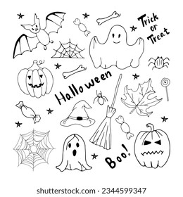 Halloween clip art set in doodle style.