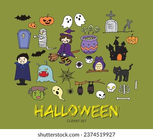 Halloween clip art set illustration