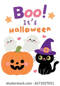Halloween-Clipart, Symbol, Elementvektor. Happy Halloween Kartenvektor. Einladungskarte für Halloween-Partys, Partyposter, Post in den sozialen Medien. Halloween Kürbis Jack auf Laterne, Spooky Ghost. 