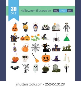 Halloween Clipart Illustrationen und Design Elements Set