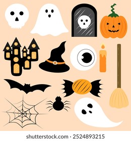 Halloween clipart, illustrations and design elements set.