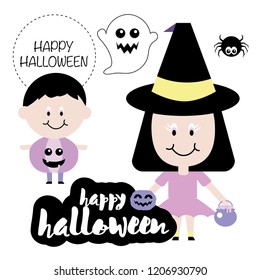 Halloween clipart. Kids illustration for Halloween