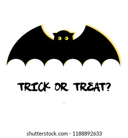 Halloween clipart scary bat for celebration. Trick or treat cartoonish bat. Picture with text for 31 of October holiday decor. 