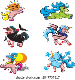 Halloween Cliparts. Halloween Unicorn Clipart Bundle