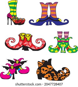 Halloween cliparts. Witch Shoes cliparts bundle. 