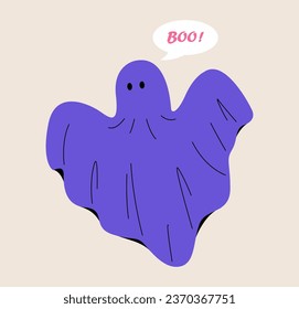 Halloween cloth ghost. Colorful vector illustration
