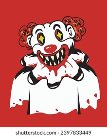 Halloween clown horror vector illustration. Clown scary vector graphic