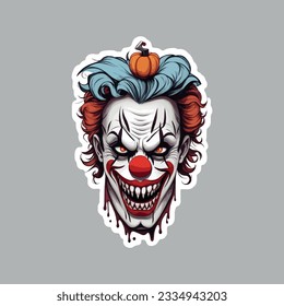 Halloween-Clown-Aufkleber-Vektordesign