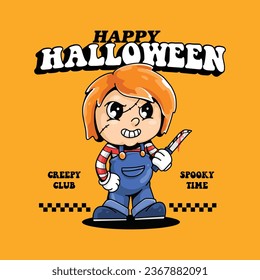 HALLOWEEN CLUB SCARY CHARACTER RETRO MASCOT