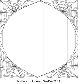 Halloween Cobweb frame border, spider web Vector Isolated on Transparent Background. Vector eps