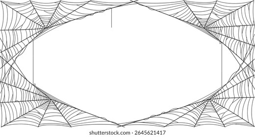 Halloween Cobweb frame border, spider web Vector Isolated on Transparent Background. Vector eps