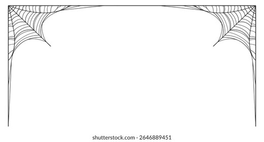 Halloween Cobweb frame border, spider web Vector Isolated on Transparent Background. Vector eps