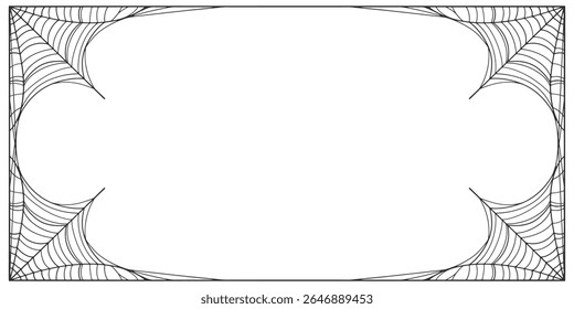 Halloween Cobweb frame border, spider web Vector Isolated on Transparent Background. Vector eps