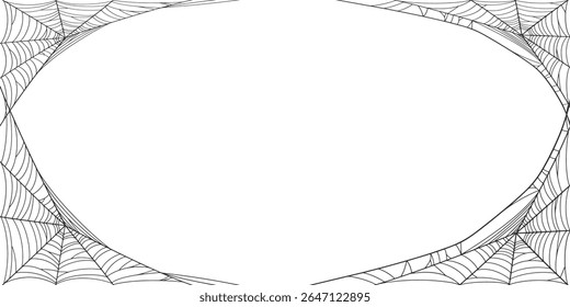 Halloween Cobweb frame border, spider web Vector Isolated on Transparent Background. Vector eps