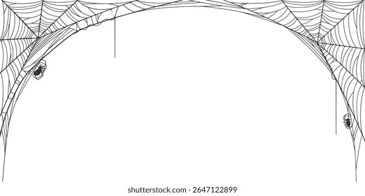Halloween Cobweb frame border, spider web Vector Isolated on Transparent Background. Vector eps