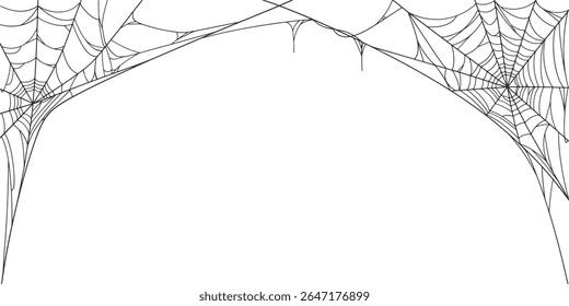 Halloween Cobweb frame border, spider web Vector Isolated on Transparent Background. Vector eps