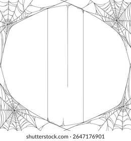 Halloween Cobweb frame border, spider web Vector Isolated on Transparent Background. Vector eps