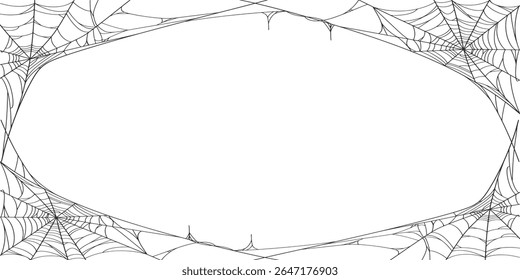 Halloween Cobweb frame border, spider web Vector Isolated on Transparent Background. Vector eps