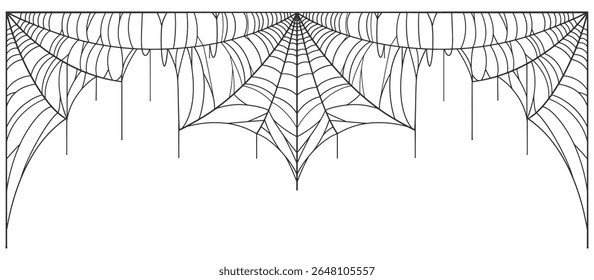 Halloween Cobweb frame border, spider web Vector Isolated on Transparent Background. Vector