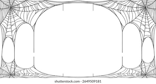 Halloween Cobweb frame border, spider web Vector Isolated on Transparent Background. Vector	Eps