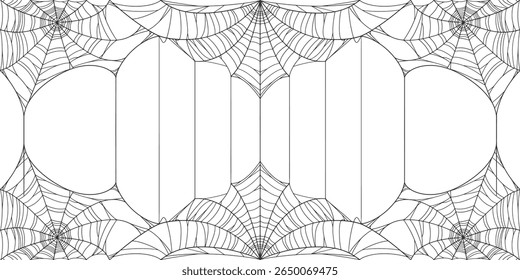 Borda de quadro Cobweb Halloween, vetor de teia de aranha isolado no fundo transparente. Eps vetorial