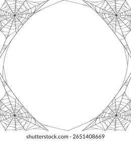 Borda de quadro Cobweb Halloween, vetor de teia de aranha isolado no fundo transparente. Eps vetorial