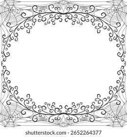 Borde del marco de telaraña de Halloween, Vector de Web de araña aislado sobre fondo transparente. Vector eps