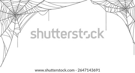 Halloween Cobweb frame border, spider web Vector Isolated on Transparent Background. Vector eps