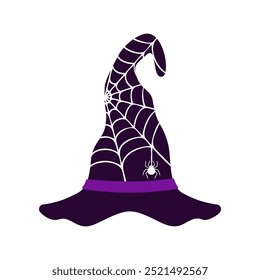 Chapéu de teia de aranha de Halloween. Boné de decoração de bruxo roxo com aranha para festa assustador e projeto de carnaval de férias