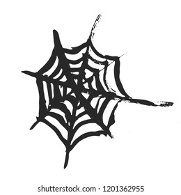 Halloween cobweb on white background. Vector spider web for poster, banner, party invitation and greeting card. Isolated illustration.