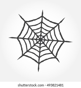 Halloween cobweb outline icon. Spiderweb isolated on white background. For web design, banner, flyer, mobile and application interface, also useful for infographics. Cobweb silhouette.- stock vector.