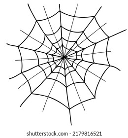 Halloween Cobweb. Spiderweb. Close Up. Vector Illustration. Linear Hand Drawing Doodle For Holiday Design, Decor And Decoration