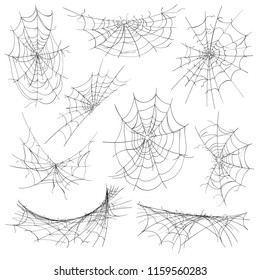 Halloween cobweb. Spiderweb isolated on white background, corner design spider web for halloween background decorations, vector illustration