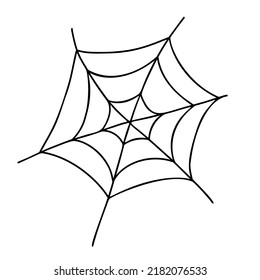 Halloween Cobweb. Spiderweb. Vector Illustration. Linear Hand Drawing In Doodle Style For Holiday Design, Decor And Decoration