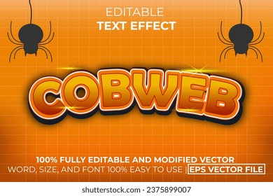 Halloween Cobweb Text Effect. Easy to Edit