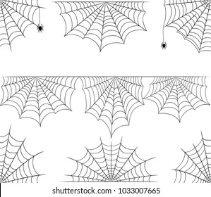 Halloween Cobweb Vector Frame Border And Dividers Isolated On White With Spider Web For Spiderweb Scary Stock Design Illustration