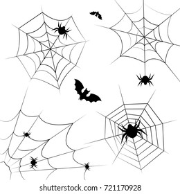 Halloween cobweb vector frame border and dividers isolated on white with spider web for spiderweb scary design