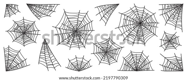 Halloween cobweb\
vector frame border and dividers isolated on white with spider web\
for spiderweb scary\
design
