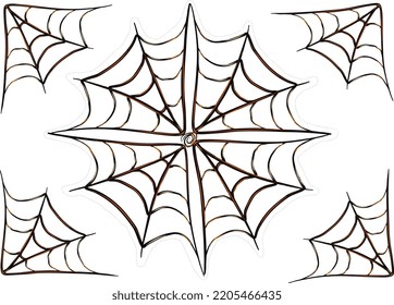 Halloween cobwebes set.  Vector illustration with transparent background. For your buznes.
 Design template, for advertising, internet, social networks, stickers,
 creating patterns. 