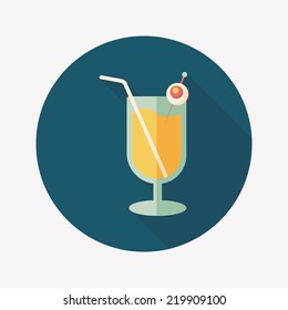 Halloween cocktail flat icon with long shadow,eps10