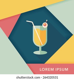 Halloween cocktail flat icon with long shadow,eps10