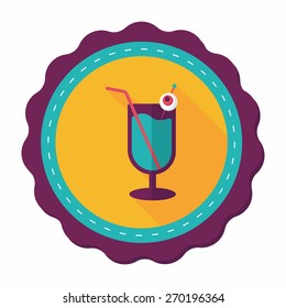 Halloween cocktail flat icon with long shadow,eps10